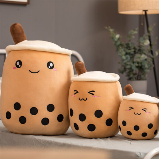 Cute Fruit Drink Plush Stuffed Soft Toy- Strawberry Milk Tea Plush Boba Tea Cup Toy- Bubble Tea Pillow Cushion Kids Gift