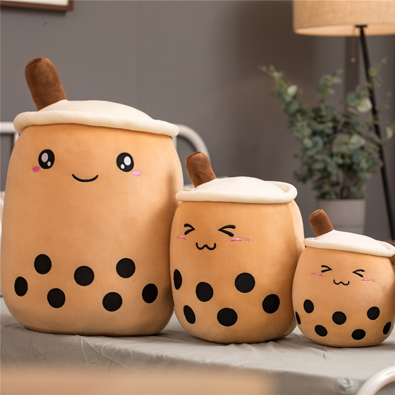 Cute Fruit Drink Plush Stuffed Soft Toy- Strawberry Milk Tea Plush Boba Tea Cup Toy- Bubble Tea Pillow Cushion Kids Gift