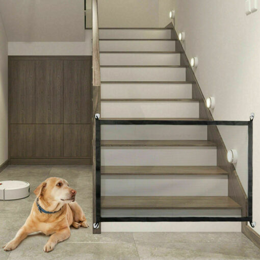 Pets Dog Cat Baby Safety Gate Mesh Fence Magic Portable Guard Net Stairs Doors - Image 3